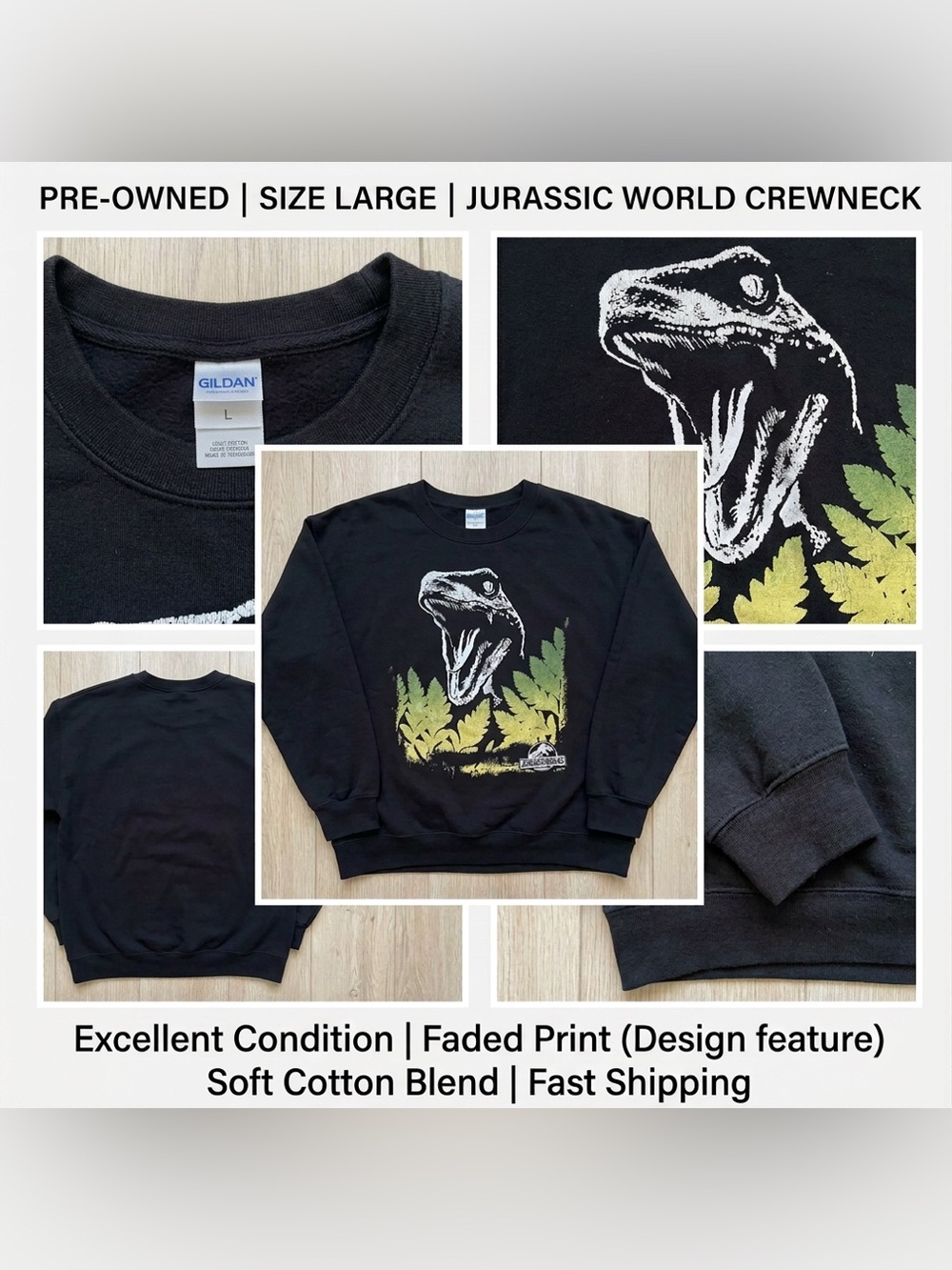 Jurassic World Crew Neck Sweatshirt. Men’s Large.